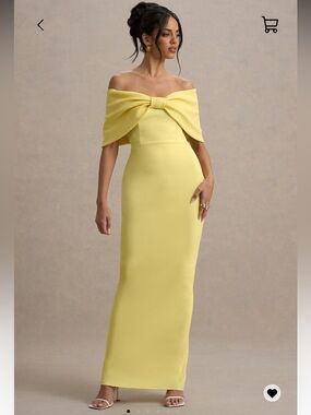 Club London- Cornelia Lemon Strapless Maxi Dress With Oversized Bow - US 2 - NWT